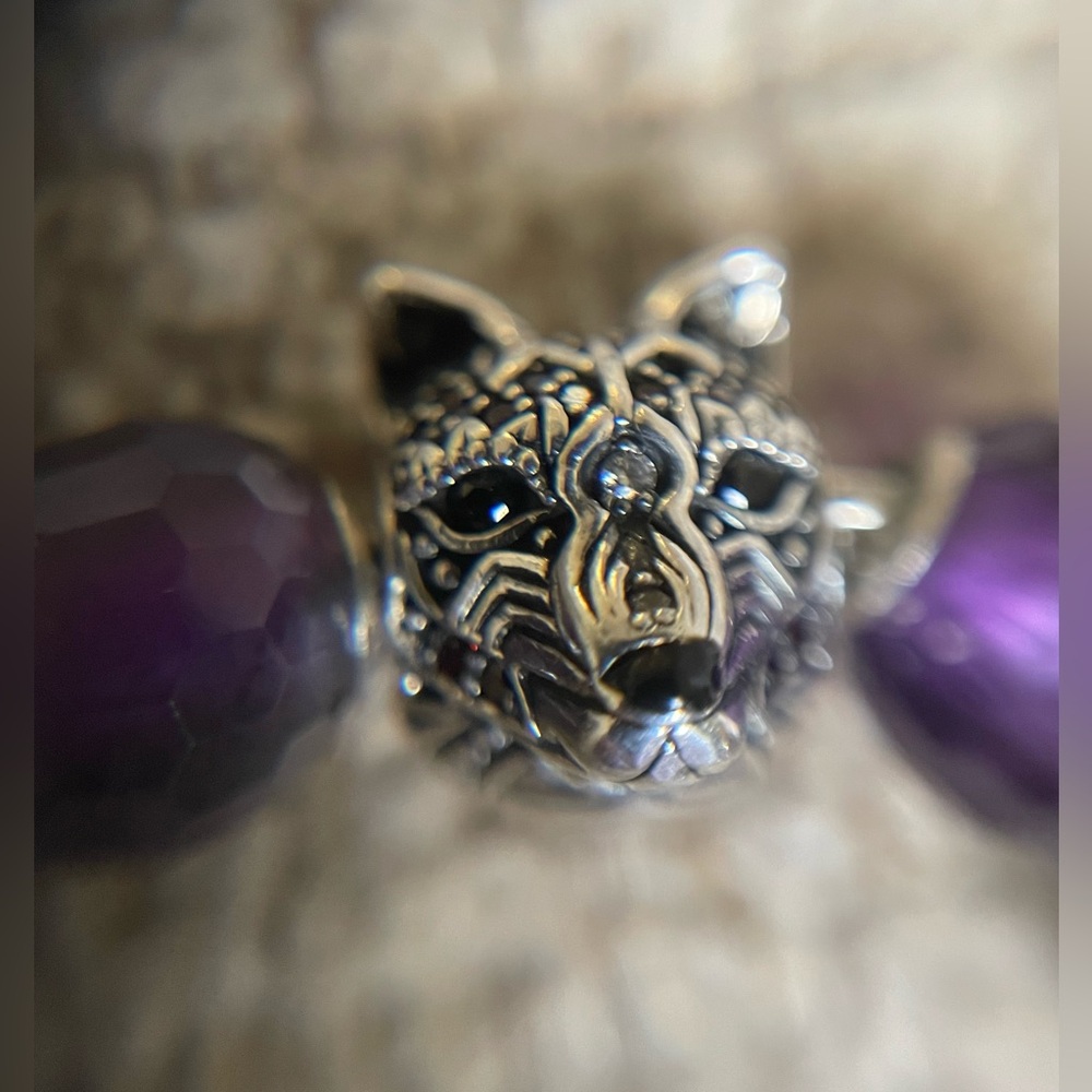 Thomas Sabo Sterling Silver Amethyst and wolf charm- & pink zircon - Picture 9 of 17